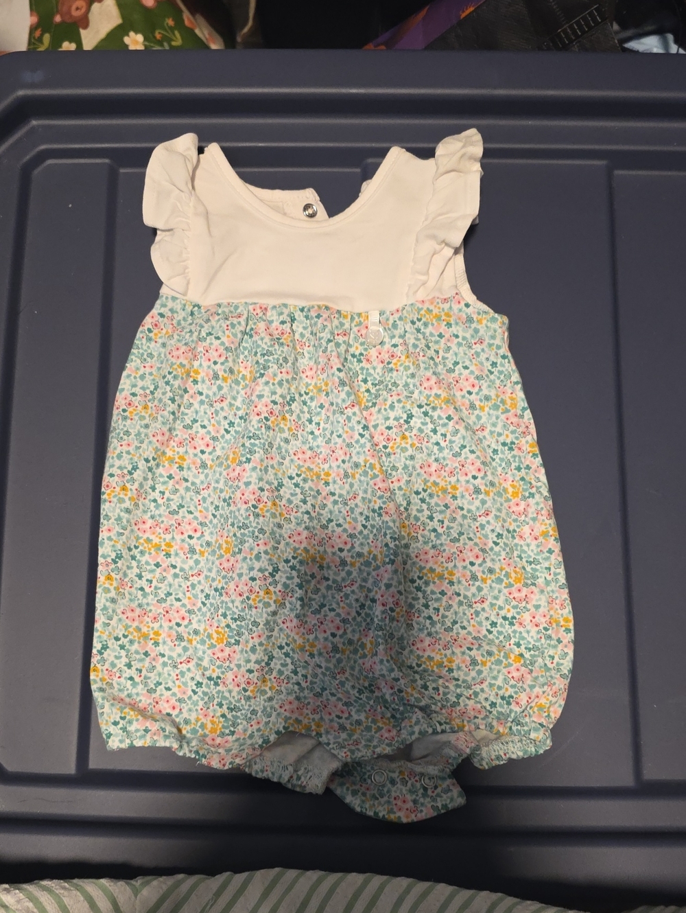 Mayoral White and Mint Floral Baby One-Piece